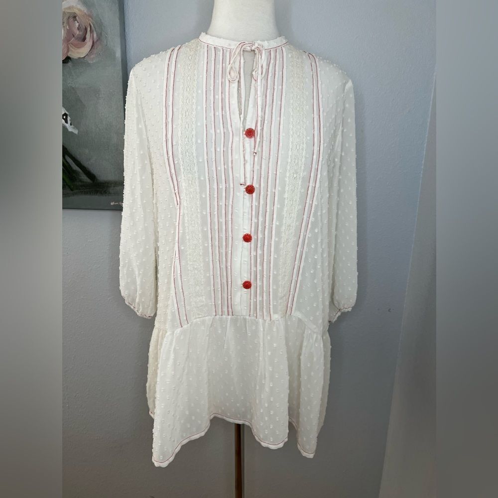 Matilda Jane Blouse Women Medium 3/4 Sleeve Sheer
Boho Cottage Core Prairie EUC